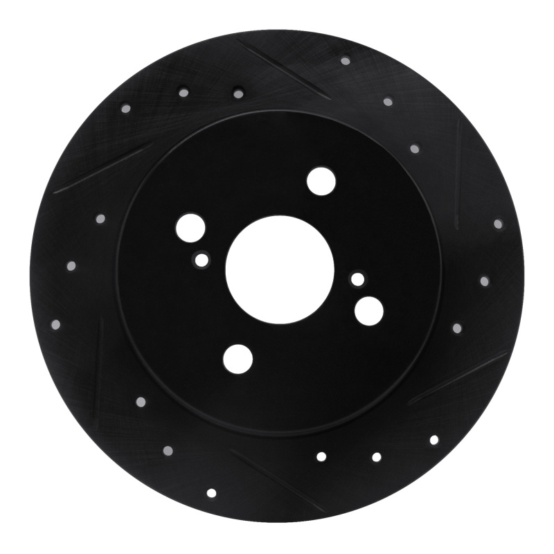Toyota Yaris Brake Rotor (1) - Rear Right - R1 Concepts - Drilled & Slotted - Black - `12-`18